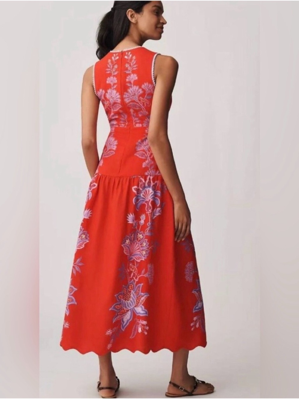 Farm Rio Porcelain Red Midi Dress - Picture 2 of 10
